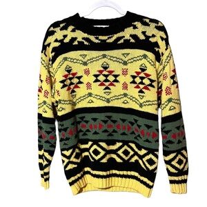 Vintage Cambridge Dry Goods Aztec Print Crew Neck Sweater